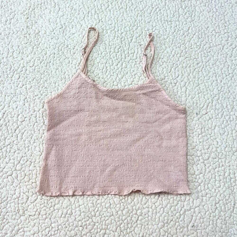 Brandy Melville John Galt Ally Pink Smocked Crop Tank Top